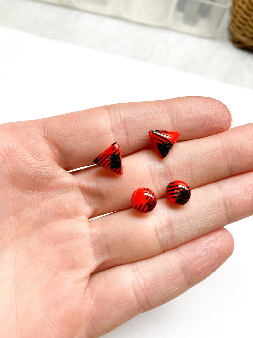 Red Gingham Micro Studs