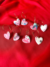 Load image into Gallery viewer, Pink Floral Heart Hoops
