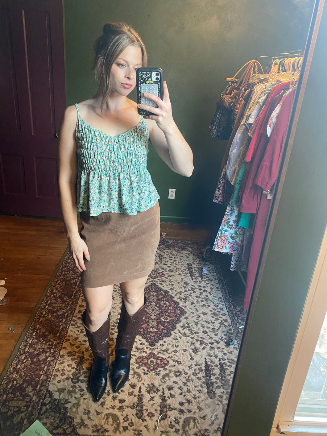 Lush Smocked Peplum Cami size Large