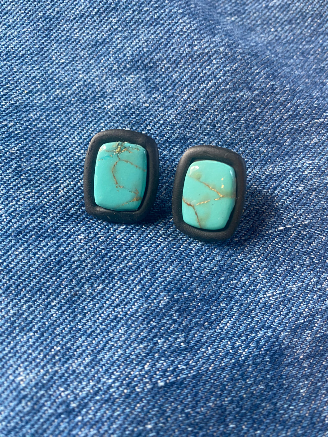 Turquoise and Black Stud