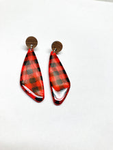 Load image into Gallery viewer, Red Gingham Dangle with Wood Topper
