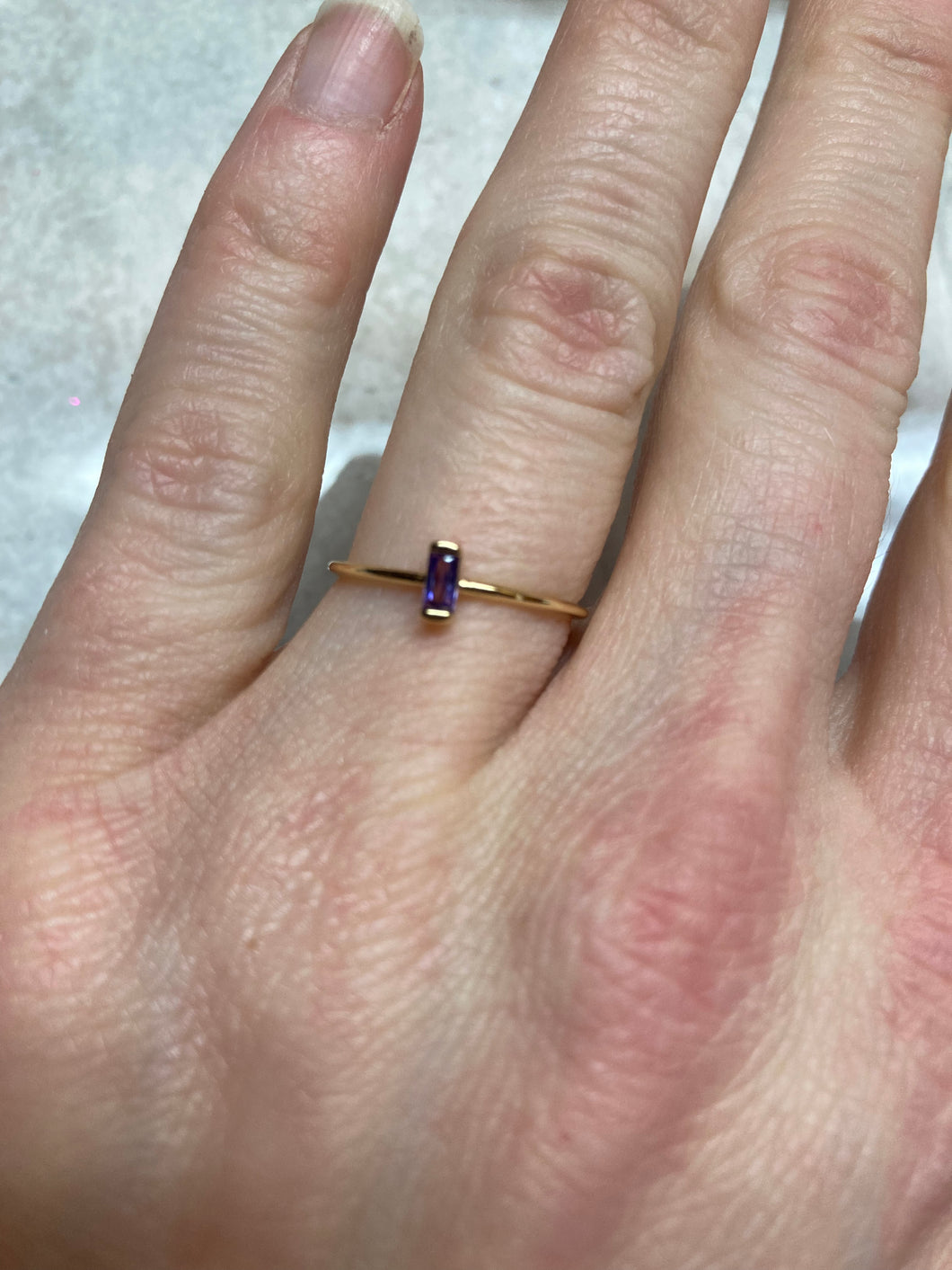 February Amethyst Birthstone Adjustable Ring 18K Gold Filled