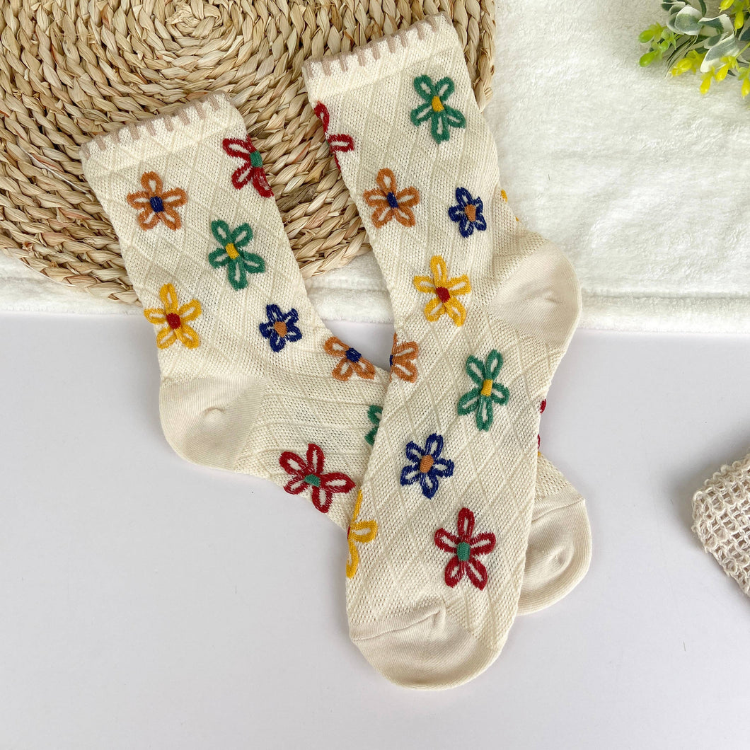 Women's mid-calf floral socks